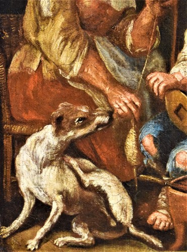 Antiquités - Interior scene with beggars - Flemish author,17th century